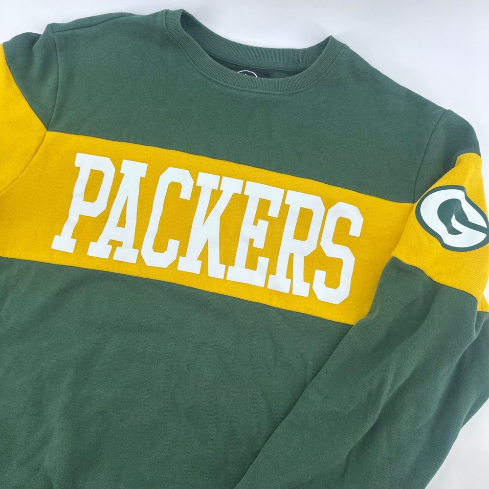 Green Bay Packers Crewneck Men Medium 47 Brand Sweatshirt Green Yellow NFL Block